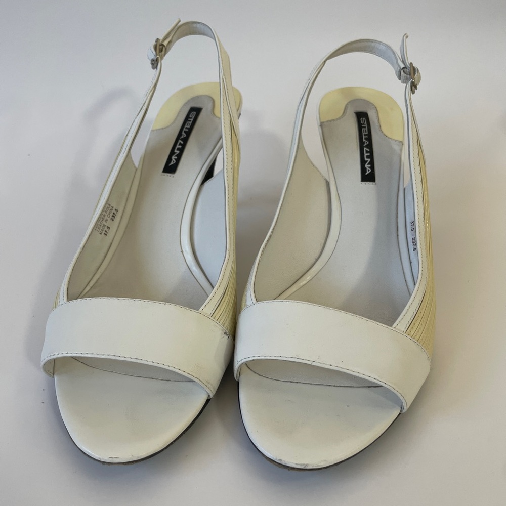 White sling back kitty heel sandal size 37.5
